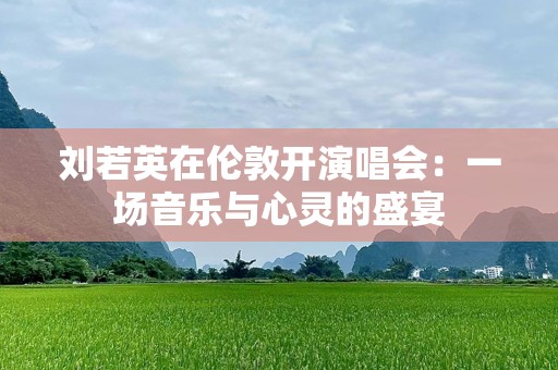 刘若英在伦敦开演唱会：一场音乐与心灵的盛宴