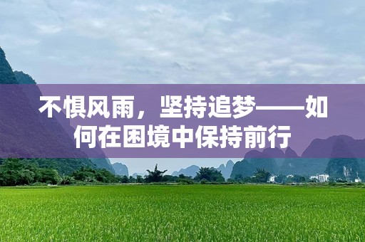 不惧风雨，坚持追梦——如何在困境中保持前行