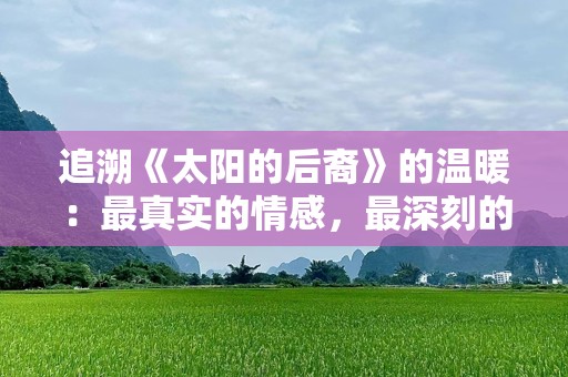 追溯《太阳的后裔》的温暖：最真实的情感，最深刻的共鸣