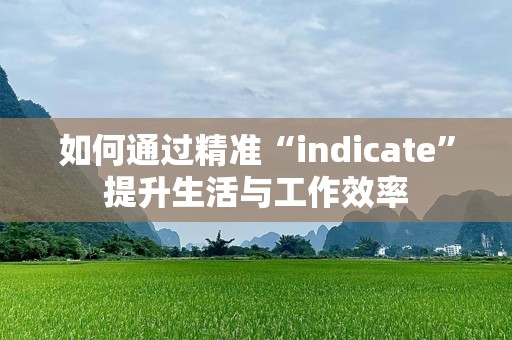 如何通过精准“indicate”提升生活与工作效率