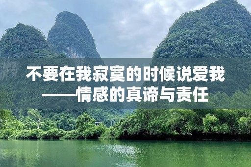 不要在我寂寞的时候说爱我——情感的真谛与责任