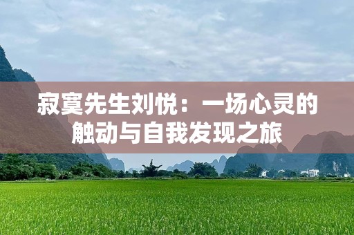 寂寞先生刘悦：一场心灵的触动与自我发现之旅