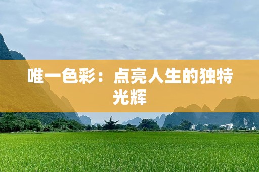 唯一色彩：点亮人生的独特光辉