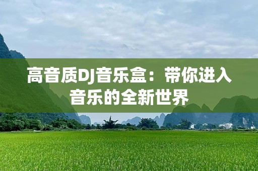 高音质DJ音乐盒：带你进入音乐的全新世界