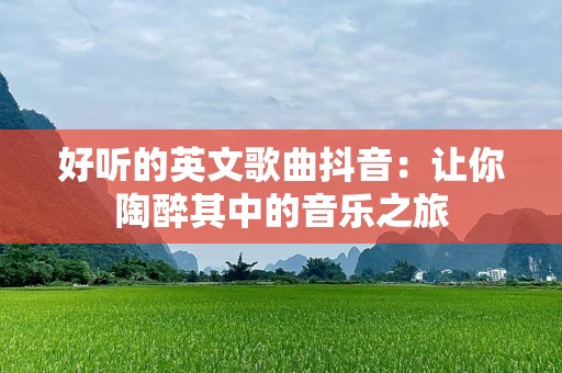 好听的英文歌曲抖音：让你陶醉其中的音乐之旅
