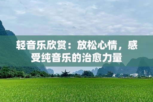 轻音乐欣赏：放松心情，感受纯音乐的治愈力量