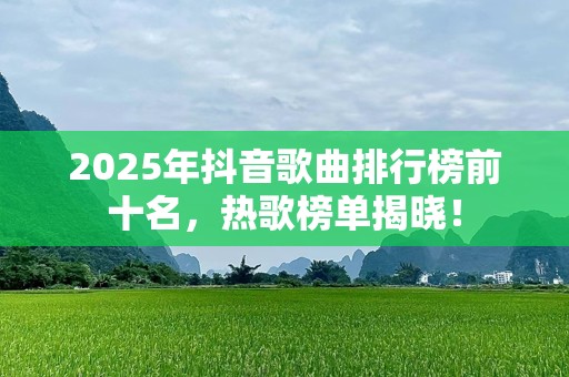 2025年抖音歌曲排行榜前十名，热歌榜单揭晓！