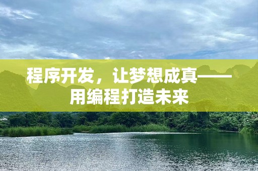 程序开发，让梦想成真——用编程打造未来