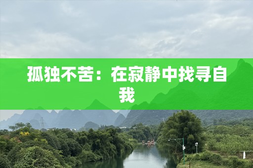 孤独不苦：在寂静中找寻自我