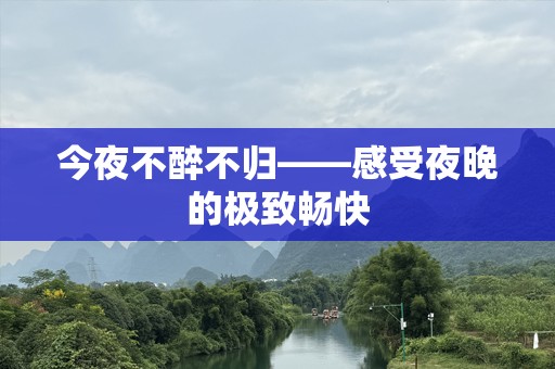 今夜不醉不归——感受夜晚的极致畅快