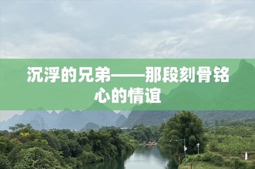 沉浮的兄弟——那段刻骨铭心的情谊