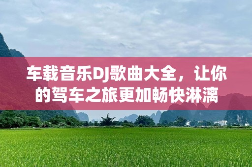 车载音乐DJ歌曲大全，让你的驾车之旅更加畅快淋漓
