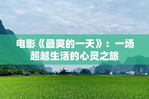 电影《最爽的一天》：一场超越生活的心灵之旅