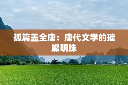 孤篇盖全唐：唐代文学的璀璨明珠