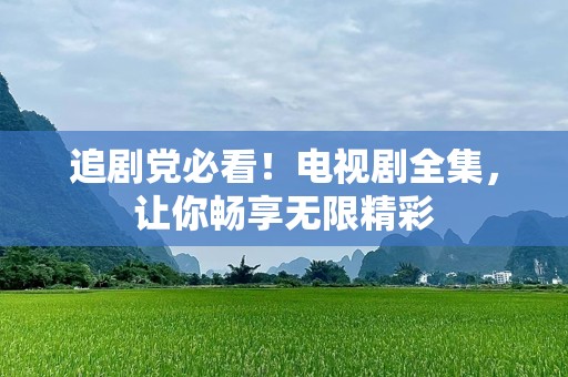 追剧党必看！电视剧全集，让你畅享无限精彩