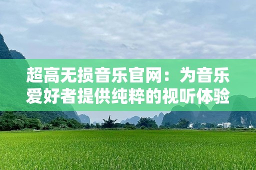 超高无损音乐官网：为音乐爱好者提供纯粹的视听体验