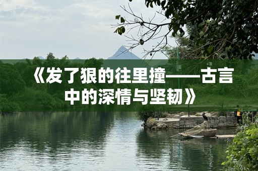 《发了狠的往里撞——古言中的深情与坚韧》