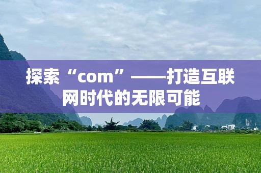 探索“com”——打造互联网时代的无限可能