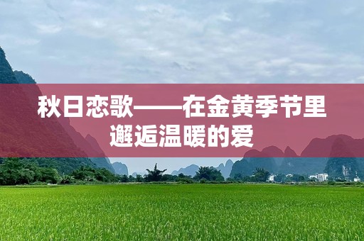 秋日恋歌——在金黄季节里邂逅温暖的爱