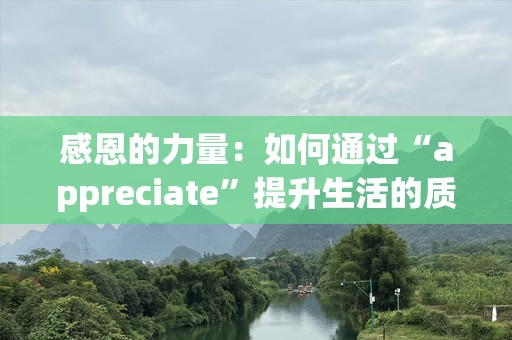 感恩的力量：如何通过“appreciate”提升生活的质量