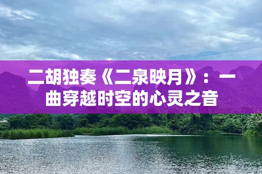 二胡独奏《二泉映月》：一曲穿越时空的心灵之音