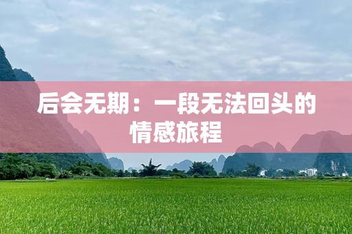 后会无期：一段无法回头的情感旅程