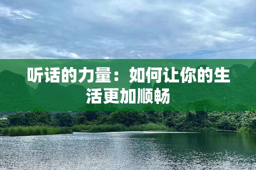 听话的力量：如何让你的生活更加顺畅