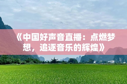 《中国好声音直播：点燃梦想，追逐音乐的辉煌》