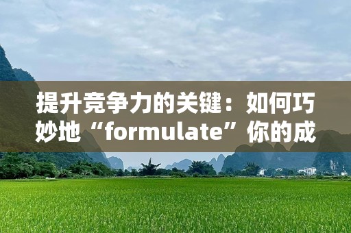 提升竞争力的关键：如何巧妙地“formulate”你的成功之路