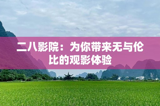 二八影院：为你带来无与伦比的观影体验