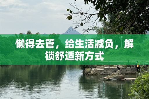 懒得去管，给生活减负，解锁舒适新方式