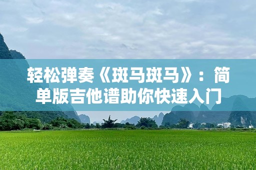 轻松弹奏《斑马斑马》：简单版吉他谱助你快速入门