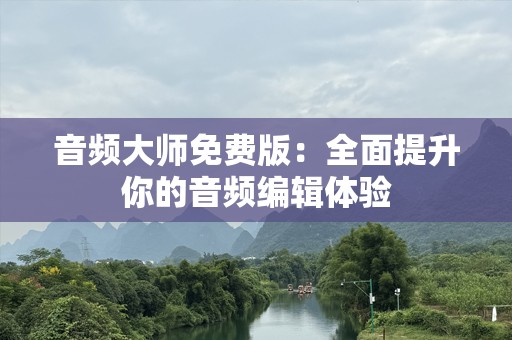 音频大师免费版：全面提升你的音频编辑体验