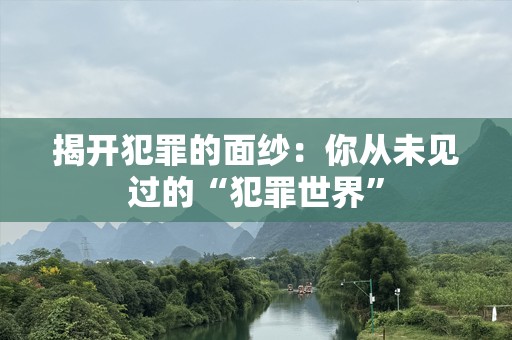 揭开犯罪的面纱：你从未见过的“犯罪世界”