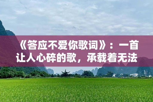《答应不爱你歌词》：一首让人心碎的歌，承载着无法言说的情感