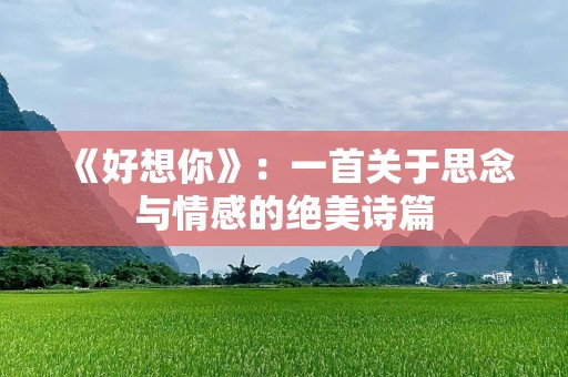 《好想你》：一首关于思念与情感的绝美诗篇