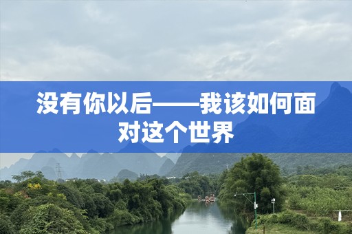 没有你以后——我该如何面对这个世界