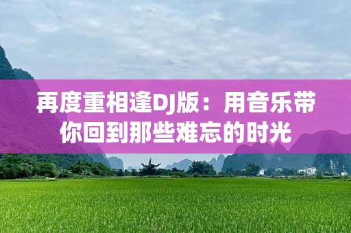 再度重相逢DJ版：用音乐带你回到那些难忘的时光