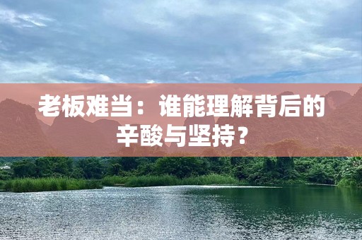 老板难当：谁能理解背后的辛酸与坚持？