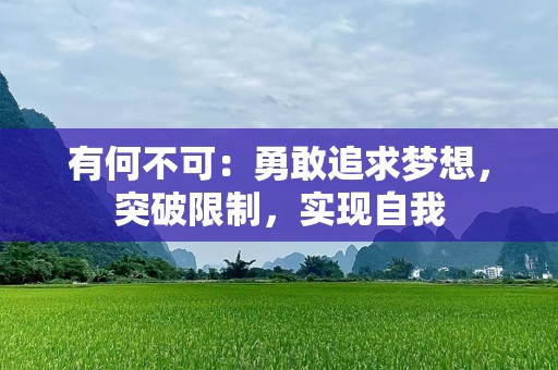 有何不可：勇敢追求梦想，突破限制，实现自我