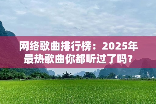 网络歌曲排行榜：2025年最热歌曲你都听过了吗？