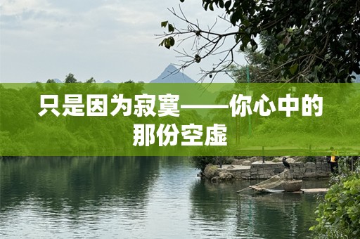 只是因为寂寞——你心中的那份空虚