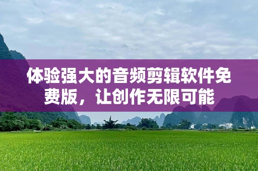 体验强大的音频剪辑软件免费版，让创作无限可能