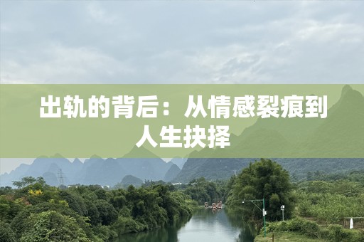 出轨的背后：从情感裂痕到人生抉择