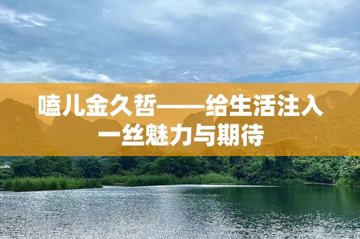 嗑儿金久哲——给生活注入一丝魅力与期待