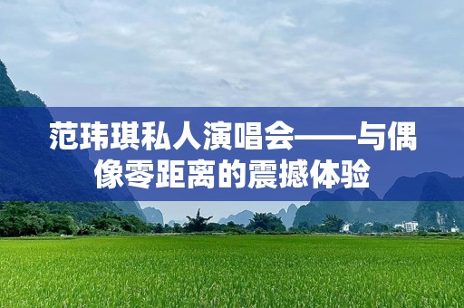 范玮琪私人演唱会——与偶像零距离的震撼体验