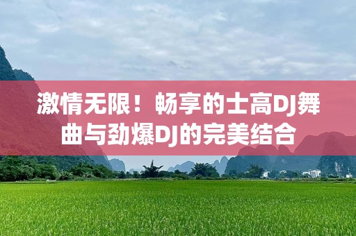 ***无限！畅享的士高DJ舞曲与劲爆DJ的完美结合