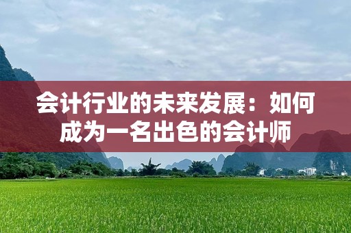 会计行业的未来发展：如何成为一名出色的会计师
