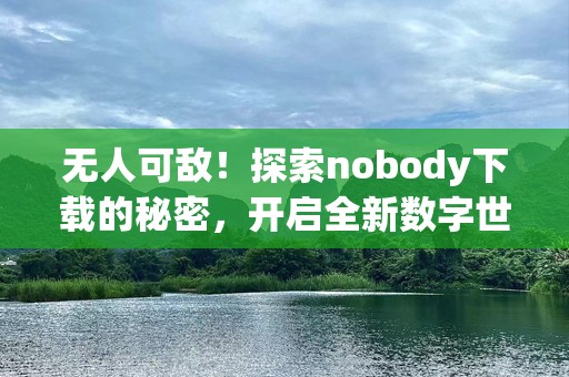 无人可敌！探索nobody下载的秘密，开启全新数字世界