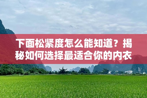 下面松紧度怎么能知道？揭秘如何选择最适合你的内衣！